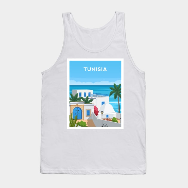 Tunisia, Sidi Bou Said Tank Top by typelab